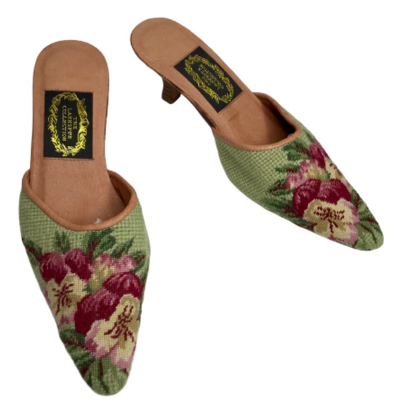 Shoes - The Larkspur Collection Needlepoint Mules